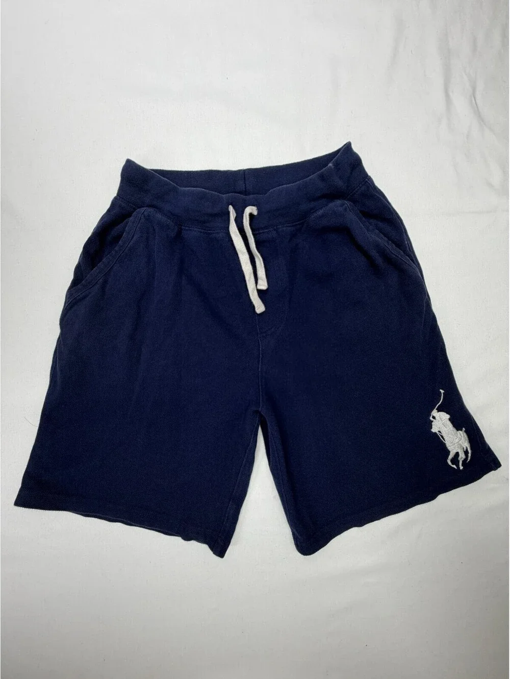 Polo Ralph Lauren Boy's Shorts Sweat Drawstring Knit Mid Rise Logo Size S Blue